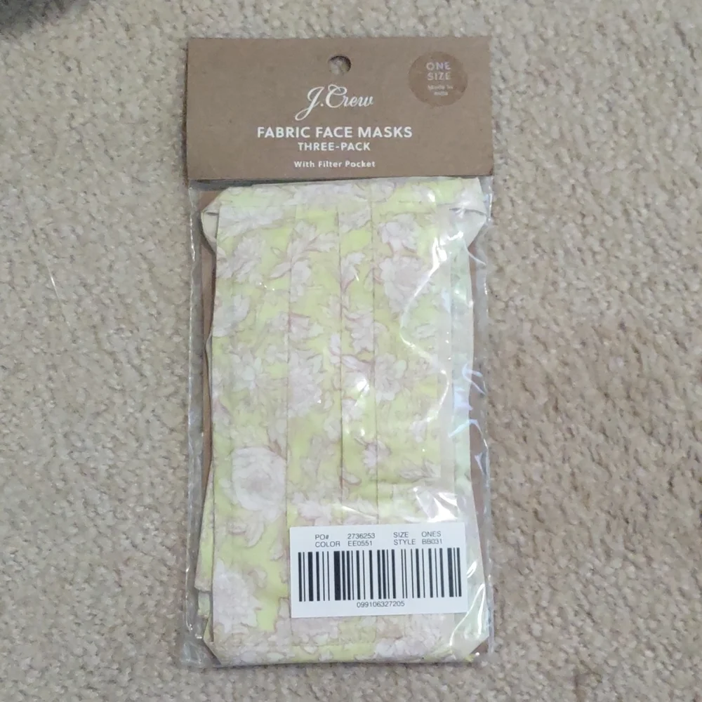 J. Crew Three-pack nonmedical tie-back face masks